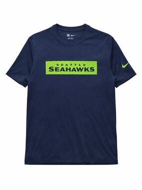 Nike Seattle Seahawks Dri-FIT Tee 2XL Navy Neon Logo NFL Athletic Shirt Mens